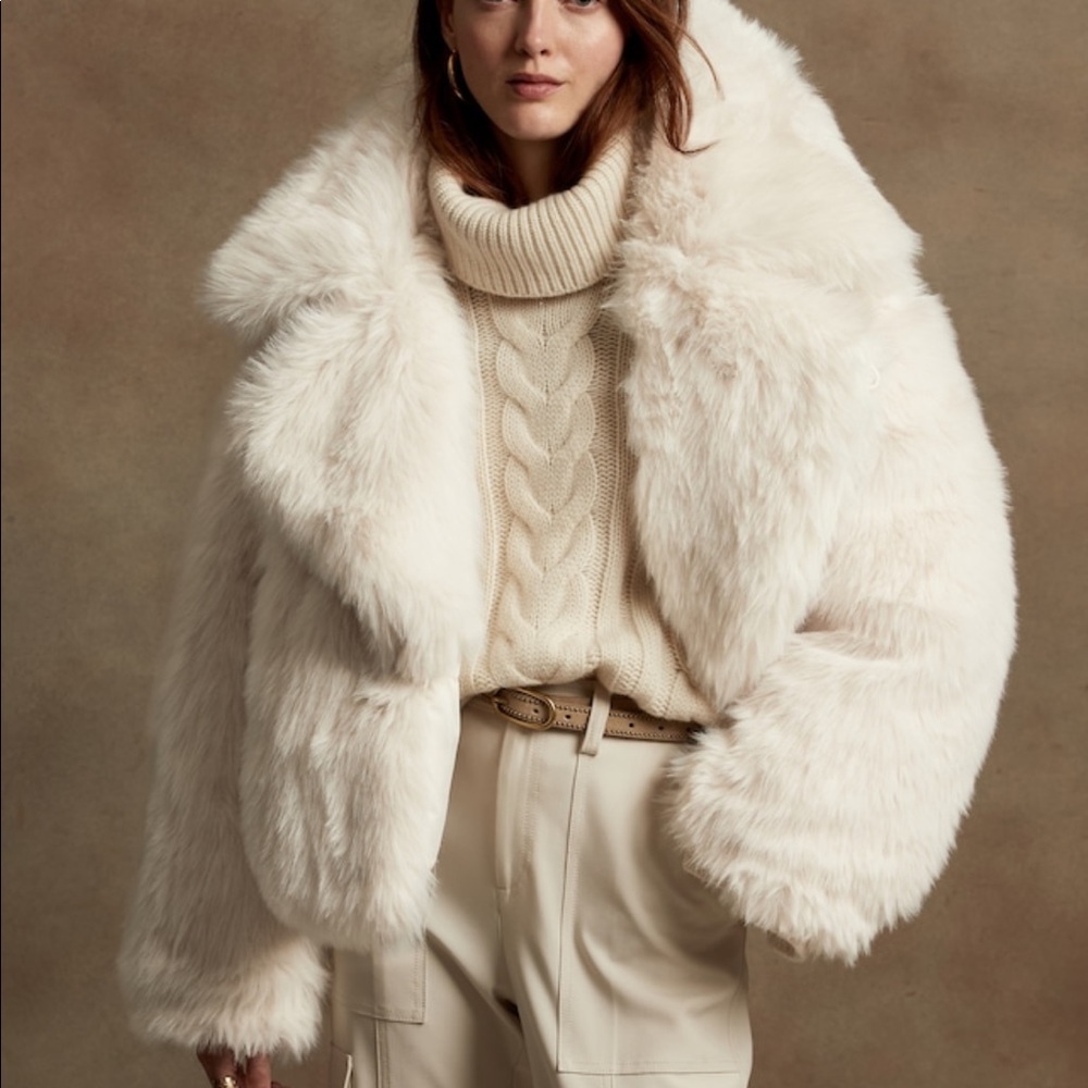 Banana Republic reversible faux fur and down coat